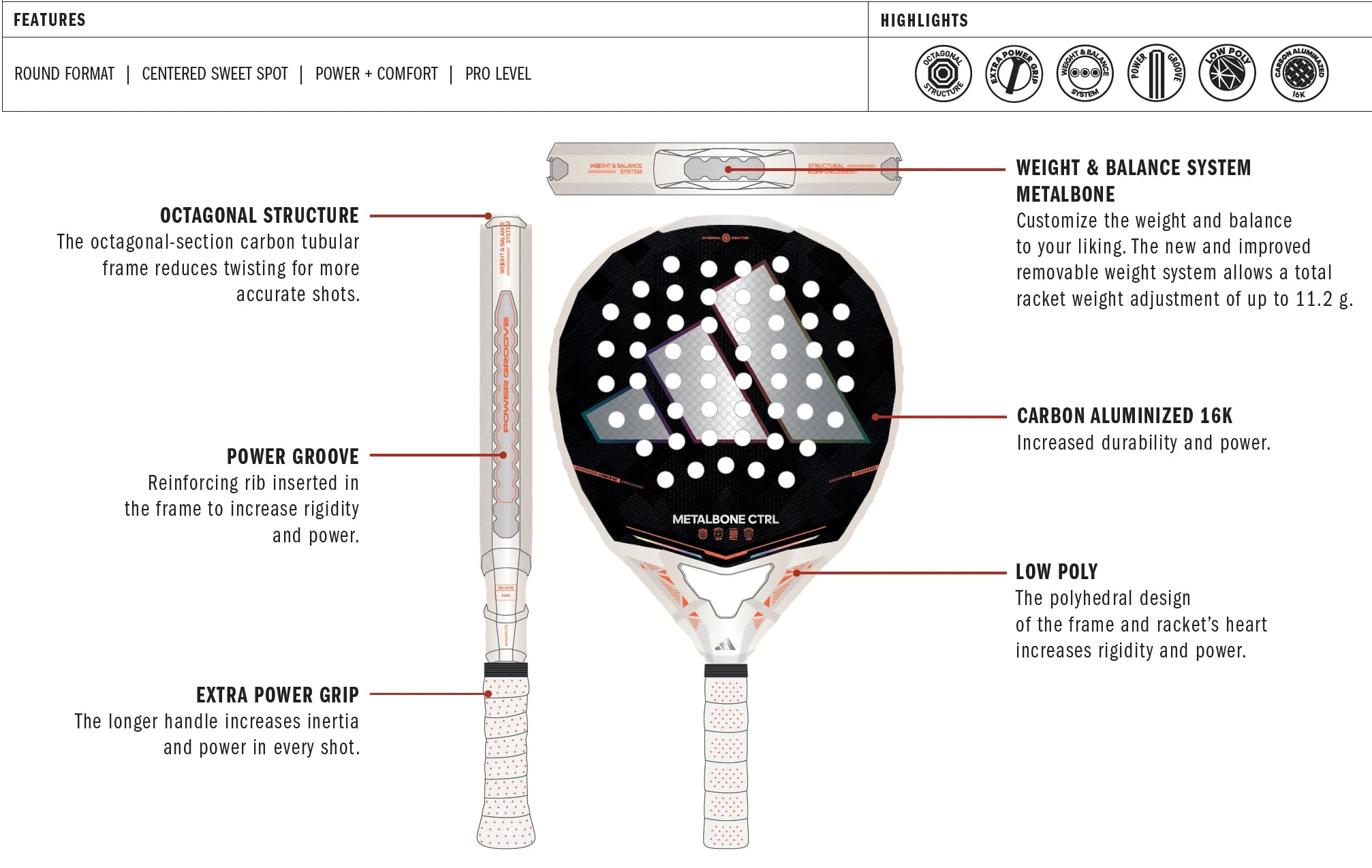 ADIDAS PADEL RACKET METALBONE CTRL 2026