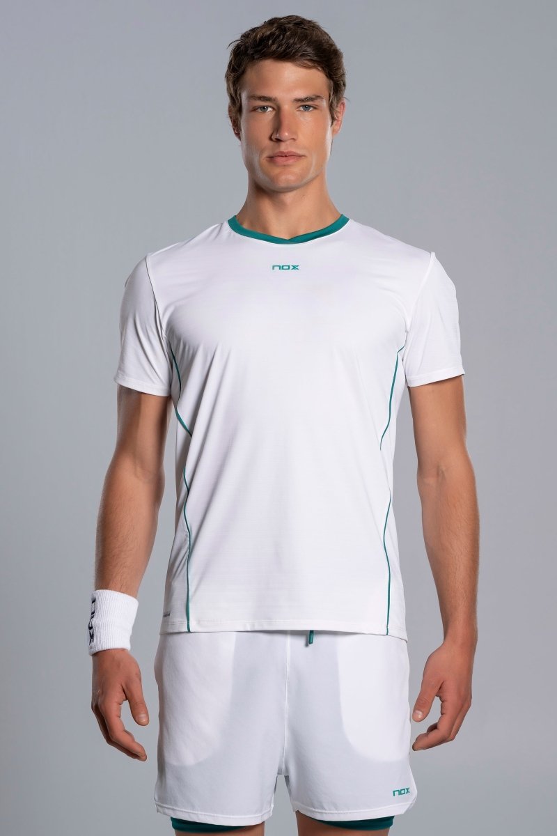 NOX Men's PRO Padel T-Shirt 2026 White Ivy Green front