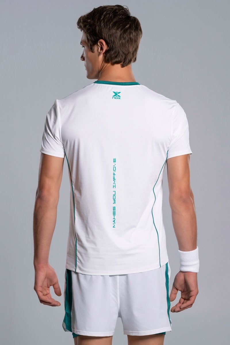 NOX Men's PRO Padel T-Shirt 2026 White Ivy Green back